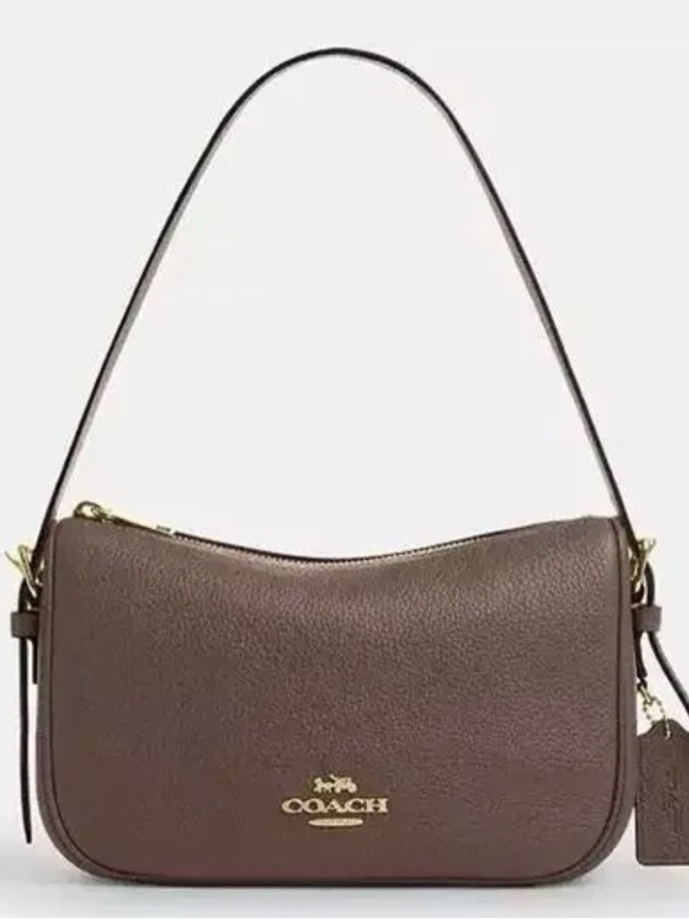 COACH Kailey in Dark stone Pebbled Leather Shoulder Bag.
